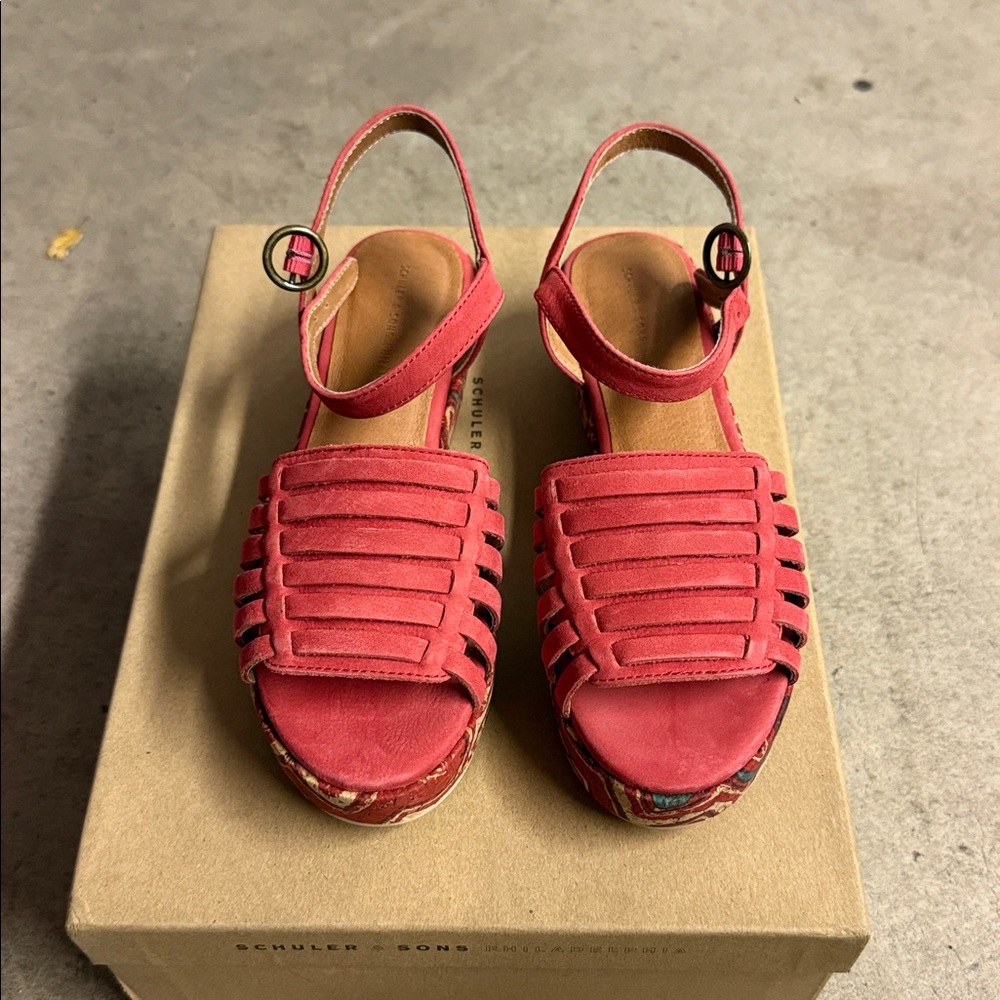 Brand new Schuler and sons Red Platform Sandals - Picture 2 of 8